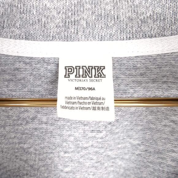 Victoria Secret PINK Grey/Gray Half Zip Cropped Fleece Sweatshirt - Size M - GUC - Picture 5 of 11
